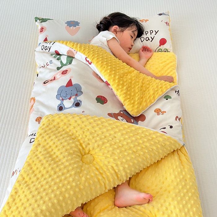 91家纺网 家纺一手货源 找家纺 嗨生活 2025秋冬加厚儿童睡袋全棉+豆豆绒一体防踢被儿童睡袋 布拉乐园