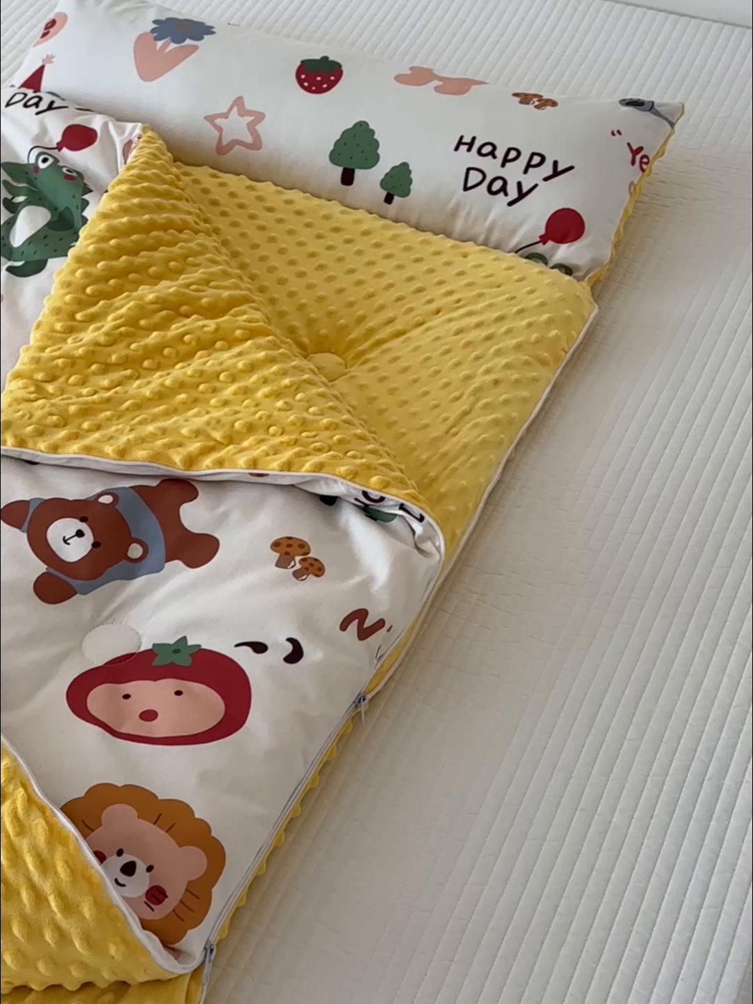 91家纺网 家纺一手货源 找家纺 嗨生活 2025秋冬加厚儿童睡袋全棉+豆豆绒一体防踢被儿童睡袋 布拉乐园