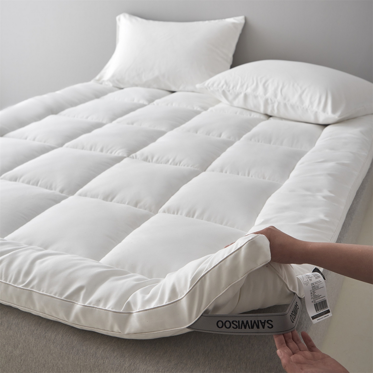 91家纺网 家纺一手货源 找家纺 三味舒屋 2025新款奶芙系列三防立体床褥（送枕套） 奶芙白