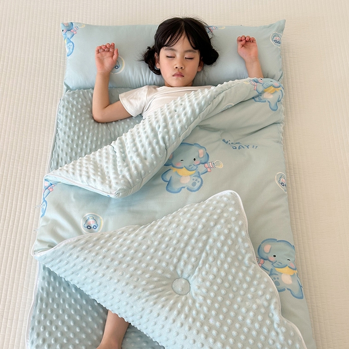 91家纺网 家纺一手货源 找家纺 嗨生活 2025秋冬加厚儿童睡袋全棉+豆豆绒一体防踢被儿童睡袋 快乐小象