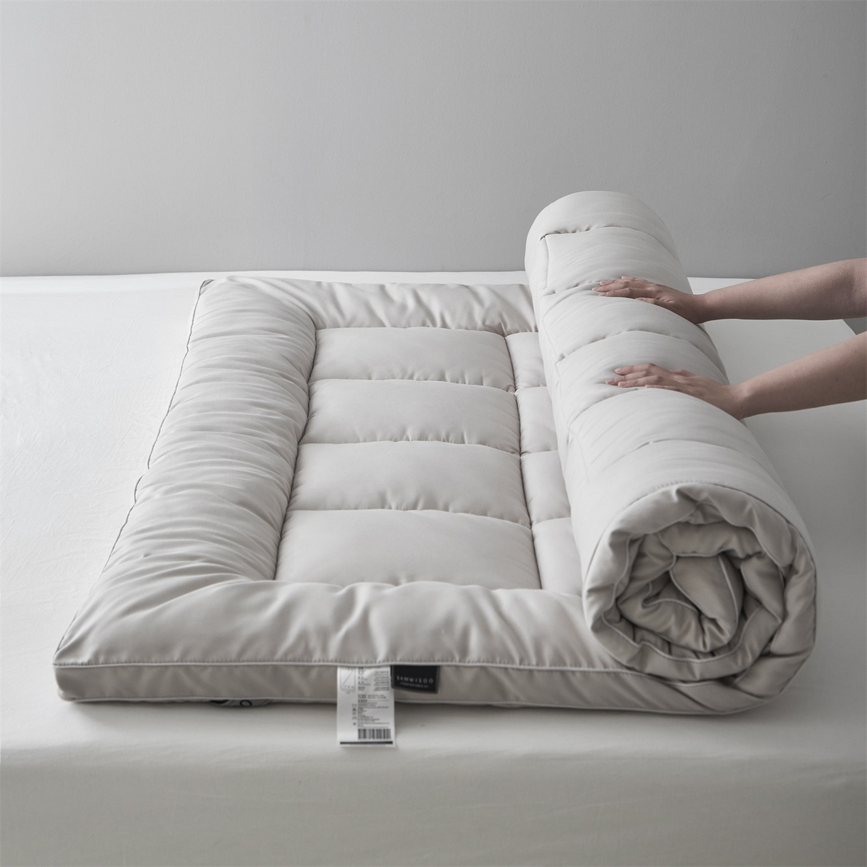 91家纺网 家纺一手货源 找家纺 三味舒屋 2025新款奶芙系列三防立体床褥（送枕套） 奶芙灰