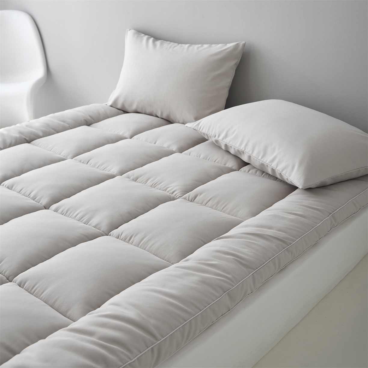 91家纺网 家纺一手货源 找家纺 三味舒屋 2025新款奶芙系列三防立体床褥（送枕套） 奶芙灰