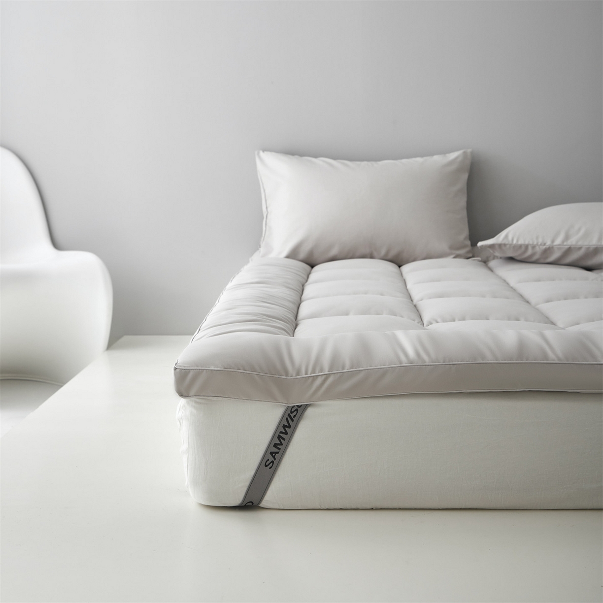 91家纺网 家纺一手货源 找家纺 三味舒屋 2025新款奶芙系列三防立体床褥（送枕套） 奶芙灰