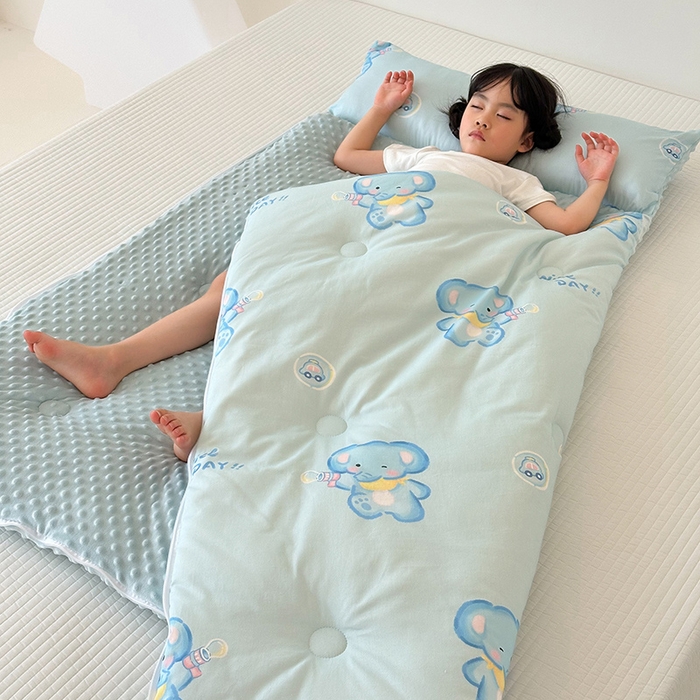 91家纺网 家纺一手货源 找家纺 嗨生活 2025秋冬加厚儿童睡袋全棉+豆豆绒一体防踢被儿童睡袋 快乐小象