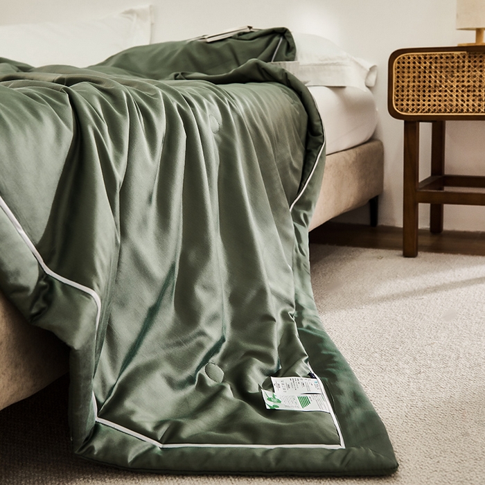 91家纺网 家纺一手货源 找家纺 贝尔 PELLHOME 60s兰精天丝纯色夏被夏凉被（可抖音代发） 雀绿