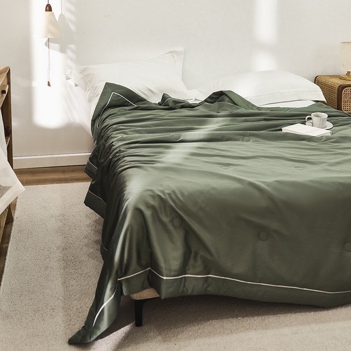 91家纺网 家纺一手货源 找家纺 贝尔 PELLHOME 60s兰精天丝纯色夏被夏凉被（可抖音代发） 雀绿