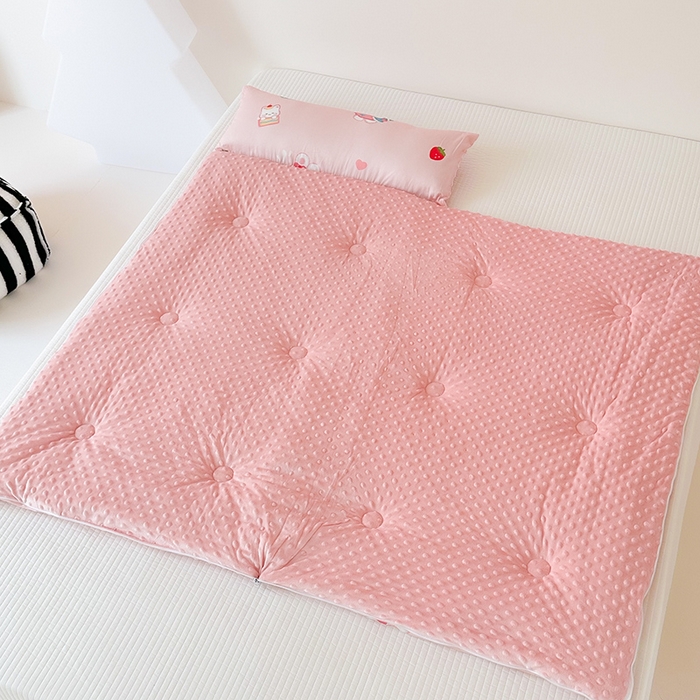 91家纺网 家纺一手货源 找家纺 嗨生活 2025秋冬加厚儿童睡袋全棉+豆豆绒一体防踢被儿童睡袋 萌小兔