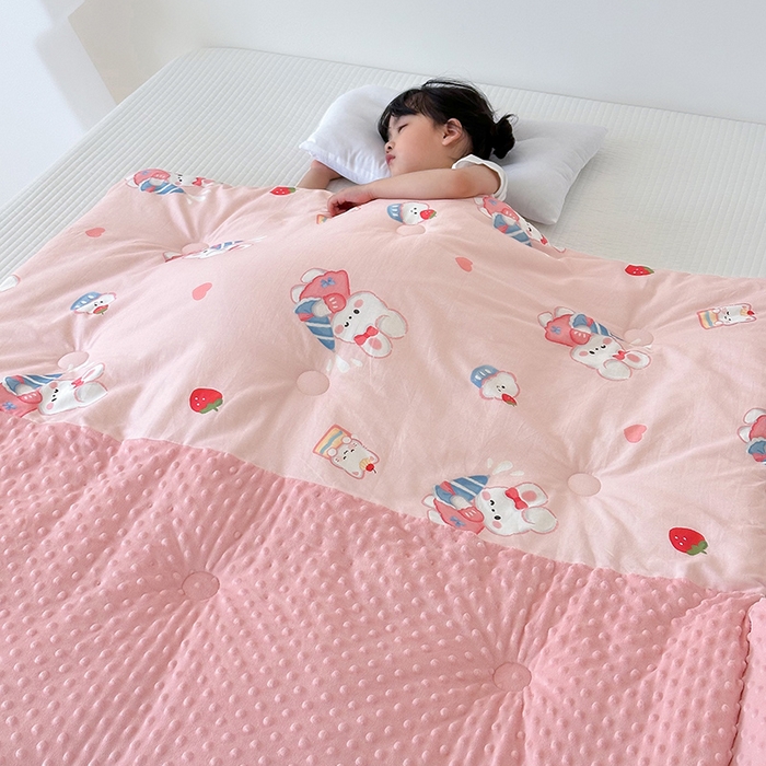 91家纺网 家纺一手货源 找家纺 嗨生活 2025秋冬加厚儿童睡袋全棉+豆豆绒一体防踢被儿童睡袋 萌小兔