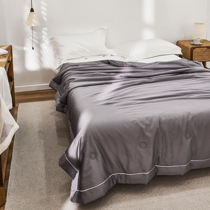 91家纺网 家纺一手货源 找家纺 贝尔 PELLHOME 60s兰精天丝纯色夏被夏凉被（可抖音代发） 芋紫