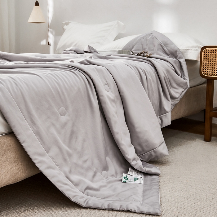 91家纺网 家纺一手货源 找家纺 贝尔 PELLHOME 60s兰精天丝纯色夏被夏凉被（可抖音代发） 高级灰