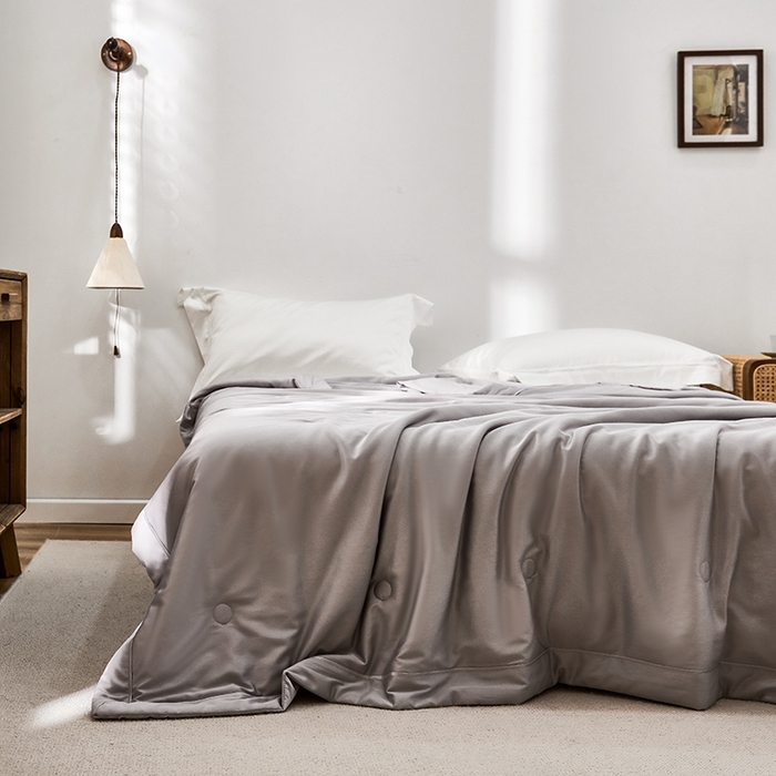 91家纺网 家纺一手货源 找家纺 贝尔 PELLHOME 60s兰精天丝纯色夏被夏凉被（可抖音代发） 高级灰