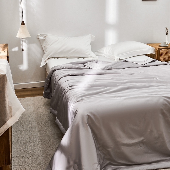 91家纺网 家纺一手货源 找家纺 贝尔 PELLHOME 60s兰精天丝纯色夏被夏凉被（可抖音代发） 高级灰