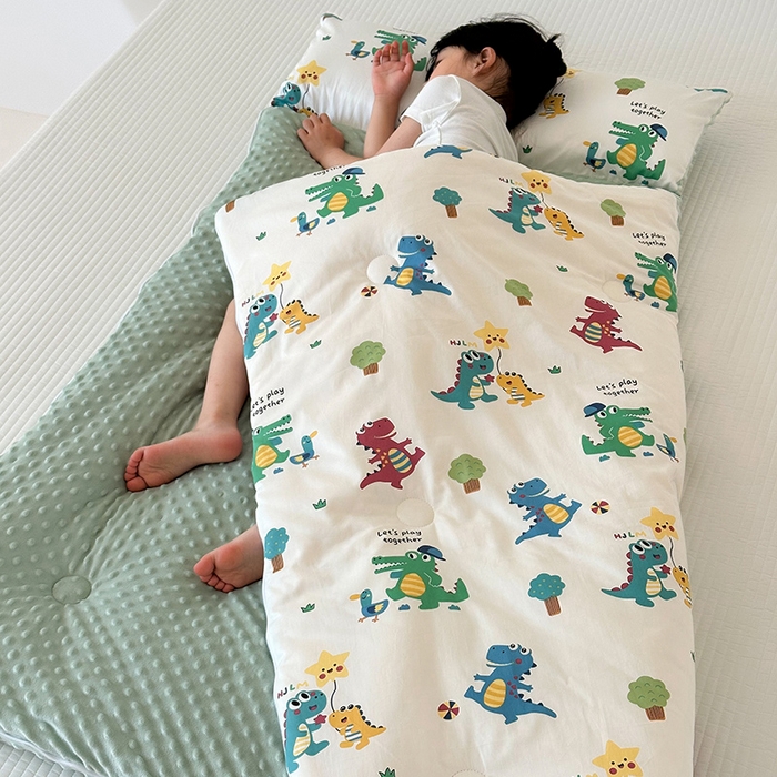 91家纺网 家纺一手货源 找家纺 嗨生活 2025秋冬加厚儿童睡袋全棉+豆豆绒一体防踢被儿童睡袋 奇妙恐龙