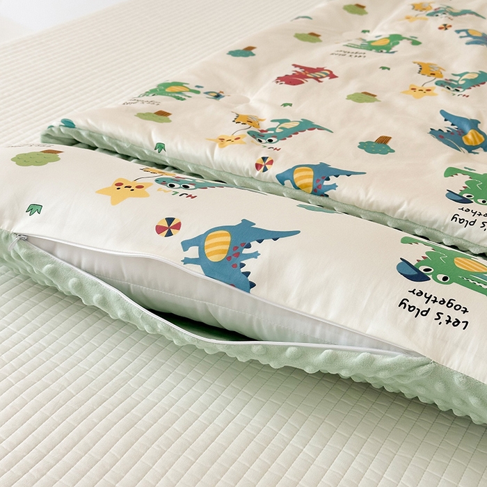 91家纺网 家纺一手货源 找家纺 嗨生活 2025秋冬加厚儿童睡袋全棉+豆豆绒一体防踢被儿童睡袋 奇妙恐龙