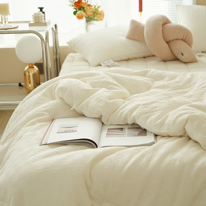 91家纺网 家纺一手货源 找家纺 （总）贝尔 PELLHOME 全棉原棉A类华夫格提花大豆被子母被(春节不打烊）