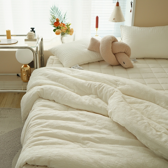 91家纺网 家纺一手货源 找家纺 （总）贝尔 PELLHOME 全棉原棉A类华夫格提花大豆被子母被(春节不打烊）