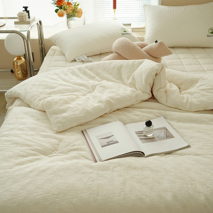 91家纺网 家纺一手货源 找家纺 （总）贝尔 PELLHOME 全棉原棉A类华夫格提花大豆被子母被(春节不打烊）