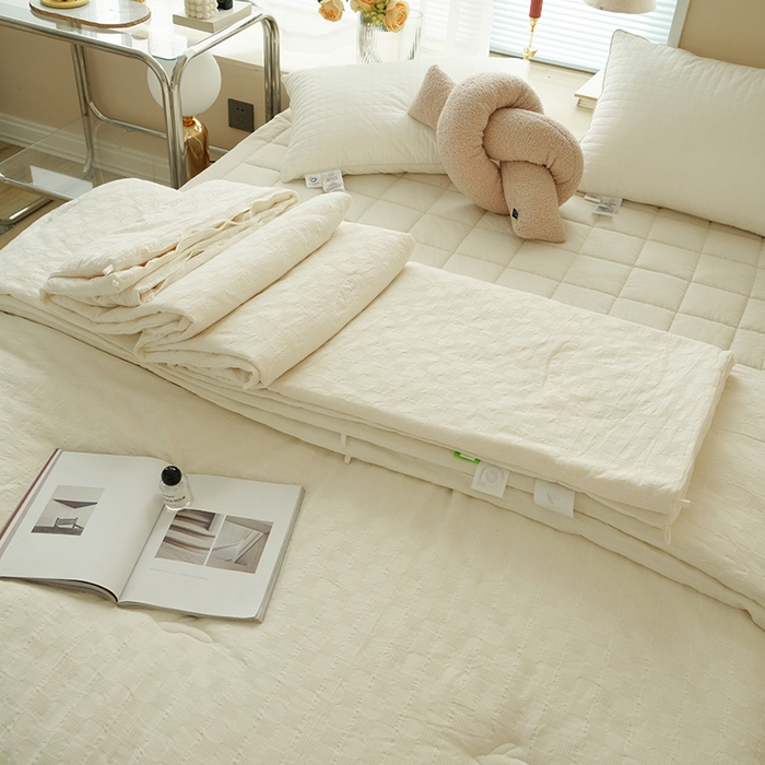 91家纺网 家纺一手货源 找家纺 （总）贝尔 PELLHOME 全棉原棉A类华夫格提花大豆被子母被(春节不打烊）