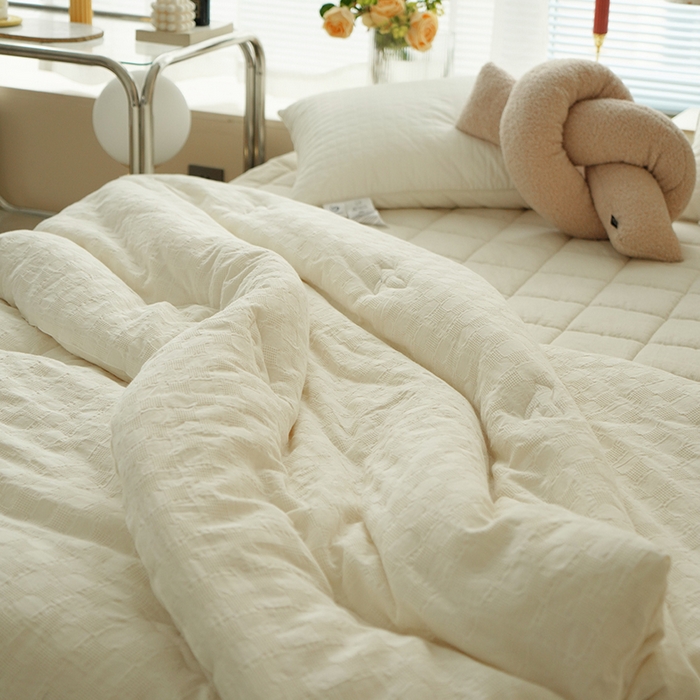 91家纺网 家纺一手货源 找家纺 （总）贝尔 PELLHOME 全棉原棉A类华夫格提花大豆被子母被(春节不打烊）