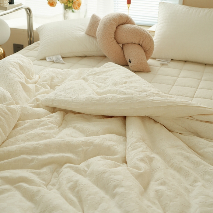 91家纺网 家纺一手货源 找家纺 （总）贝尔 PELLHOME 全棉原棉A类华夫格提花大豆被子母被(春节不打烊）