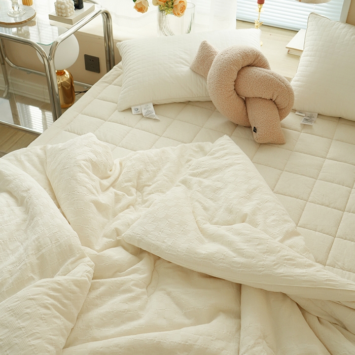 91家纺网 家纺一手货源 找家纺 （总）贝尔 PELLHOME 全棉原棉A类华夫格提花大豆被子母被(春节不打烊）