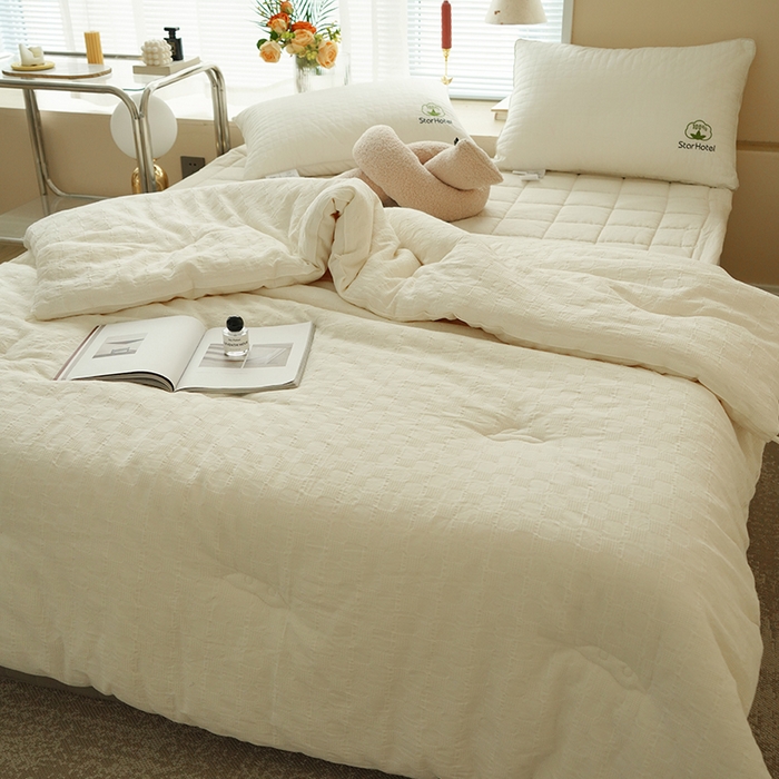 91家纺网 家纺一手货源 找家纺 （总）贝尔 PELLHOME 全棉原棉A类华夫格提花大豆被子母被(春节不打烊）