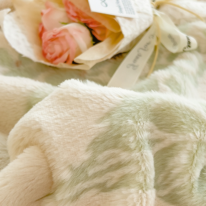 91家纺网 家纺一手货源 找家纺 摩妮卡 2025新款A类加厚兔毛雕花牛奶绒四件套 繁花-浅绿