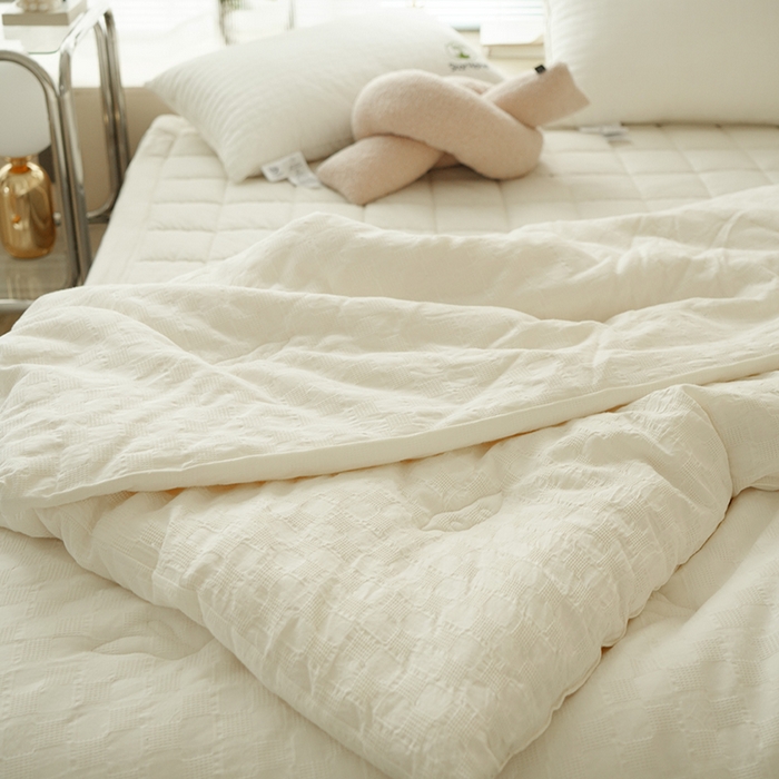 91家纺网 家纺一手货源 找家纺 （总）贝尔 PELLHOME 全棉原棉A类华夫格提花大豆被大豆子母被春节不打烊（可抖音代发）