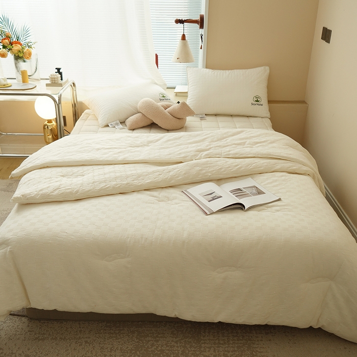 91家纺网 家纺一手货源 找家纺 （总）贝尔 PELLHOME 全棉原棉A类华夫格提花大豆被大豆子母被春节不打烊（可抖音代发）