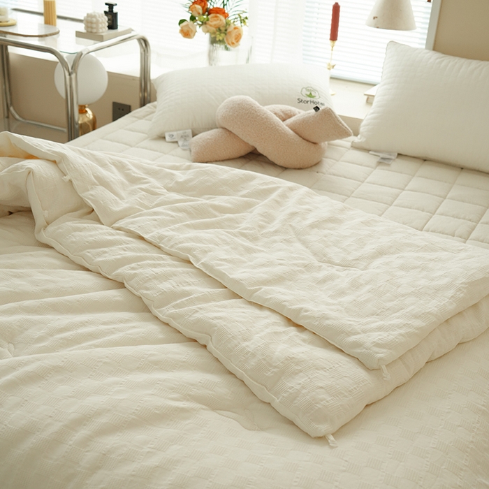 91家纺网 家纺一手货源 找家纺 （总）贝尔 PELLHOME 全棉原棉A类华夫格提花大豆被大豆子母被春节不打烊（可抖音代发）