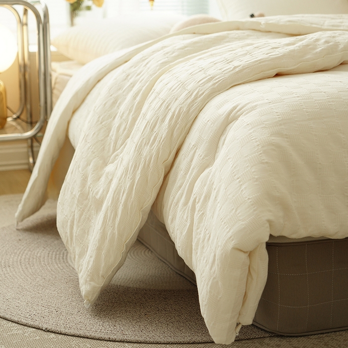 91家纺网 家纺一手货源 找家纺 （总）贝尔 PELLHOME 全棉原棉A类华夫格提花大豆被大豆子母被春节不打烊（可抖音代发）