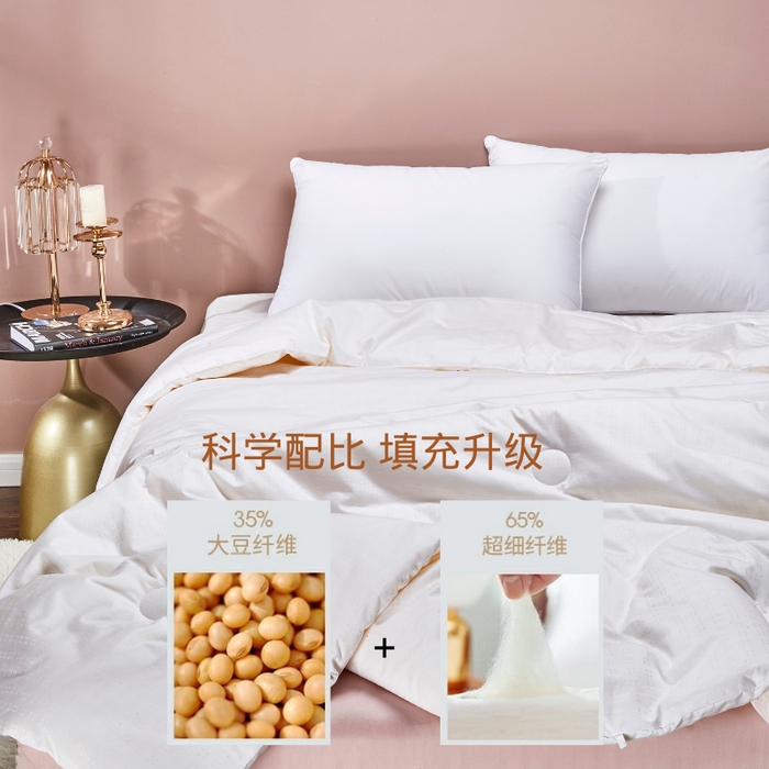 91家纺网 家纺一手货源 找家纺 （总）贝尔 PELLHOMEA类全棉提花大豆被春秋被子保暖加厚冬被芯四季通用场景一（可抖音代发）