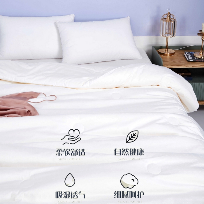 91家纺网 家纺一手货源 找家纺 （总）贝尔 PELLHOMEA类全棉提花大豆被春秋被子保暖加厚冬被芯四季通用场景一（可抖音代发）