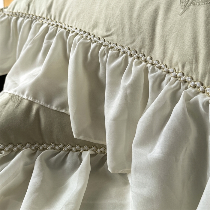 91家纺网 家纺一手货源 找家纺 菊上家纺 2025新款50S贡缎全棉提花床裙四件套 花漾