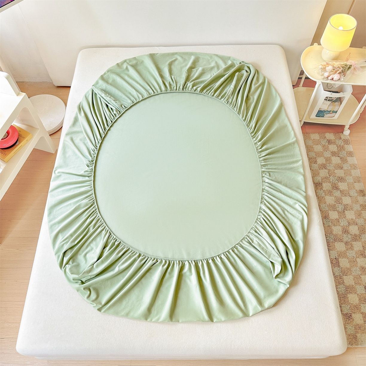 91家纺网 家纺一手货源 找家纺 笙意家纺 2025新款全棉纯棉磨毛刺绣单品床笠 床笠单件 萌宠-春野绿