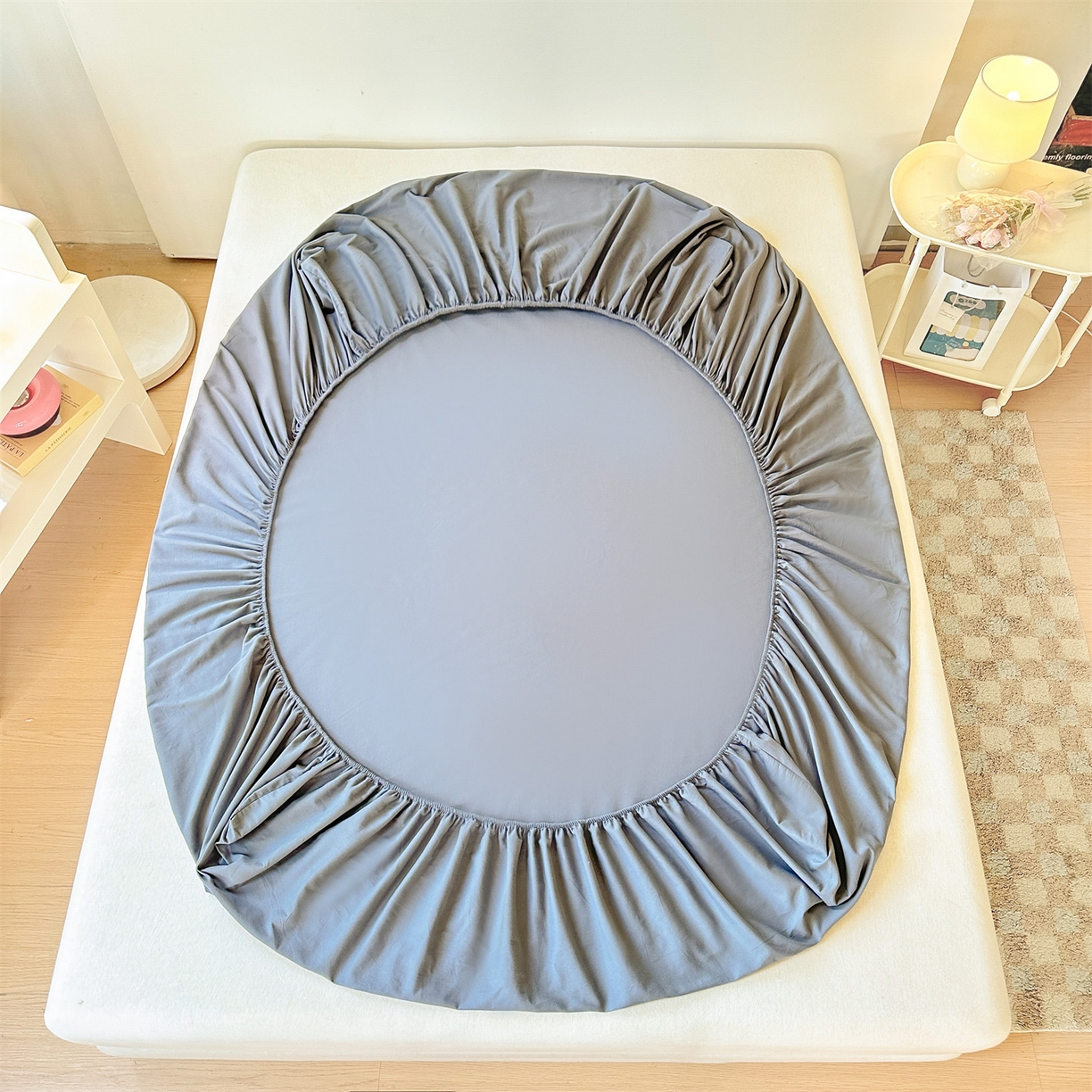 91家纺网 家纺一手货源 找家纺 笙意家纺 2025新款全棉纯棉磨毛刺绣单品床笠 床笠单件 萌宠-魅影灰