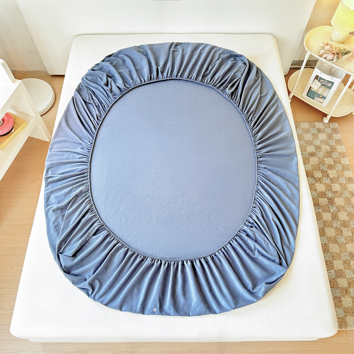 91家纺网 家纺一手货源 找家纺 笙意家纺 2025新款全棉纯棉磨毛刺绣单品床笠 床笠单件 萌宠-墨蓝