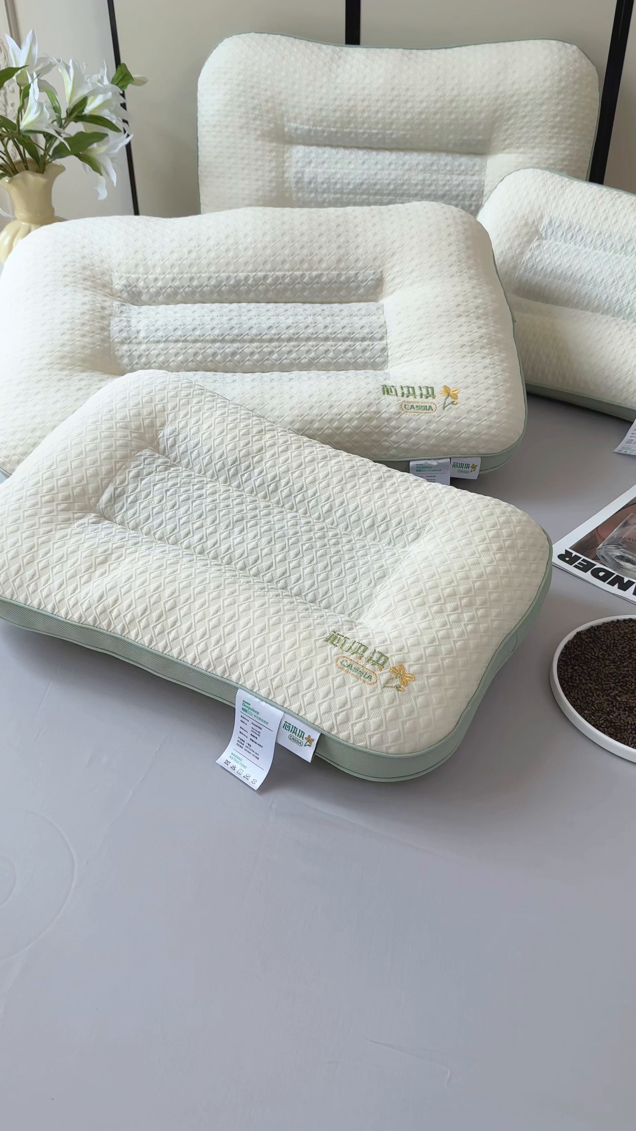 91家纺网 家纺一手货源 找家纺 （总）仁宇枕业 2025新款新品 芯决决透气针织棉决明子枕头枕芯