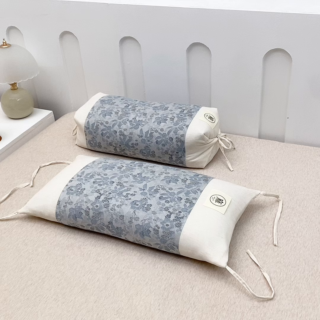 91家纺网 家纺一手货源 找家纺 （总）梦叶草 2025新款国风棉麻荞麦枕芯可调节高度荞麦枕护颈椎反弓苦荞麦枕头