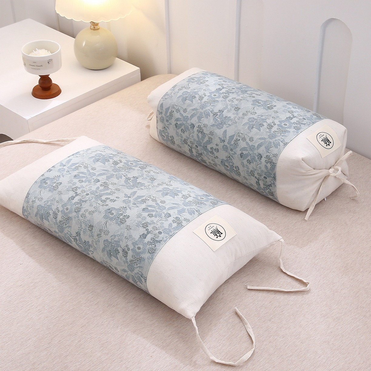 91家纺网 家纺一手货源 找家纺 （总）梦叶草 2025新款国风棉麻荞麦枕芯可调节高度荞麦枕护颈椎反弓苦荞麦枕头