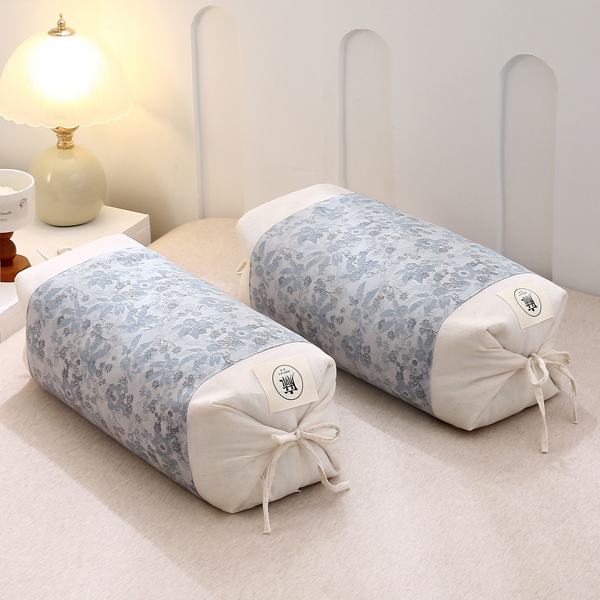 91家纺网 家纺一手货源 找家纺 梦叶草 2025新款国风棉麻荞麦枕芯可调节高度荞麦枕护颈椎反弓苦荞麦枕头 国风棉麻荞麦枕-水墨蓝