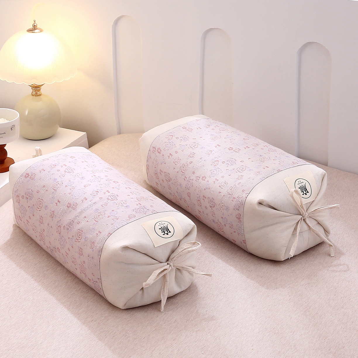 91家纺网 家纺一手货源 找家纺 梦叶草 2025新款国风棉麻荞麦枕芯可调节高度荞麦枕护颈椎反弓苦荞麦枕头 国风棉麻荞麦枕-浅脂玫