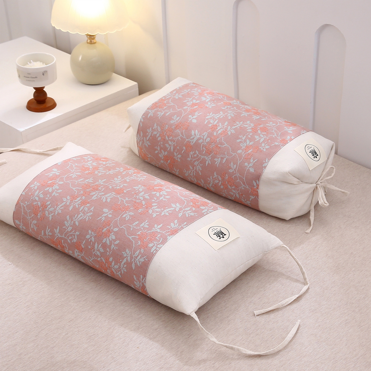 91家纺网 家纺一手货源 找家纺 梦叶草 2025新款国风棉麻荞麦枕芯可调节高度荞麦枕护颈椎反弓苦荞麦枕头 国风棉麻荞麦枕-喜庆红