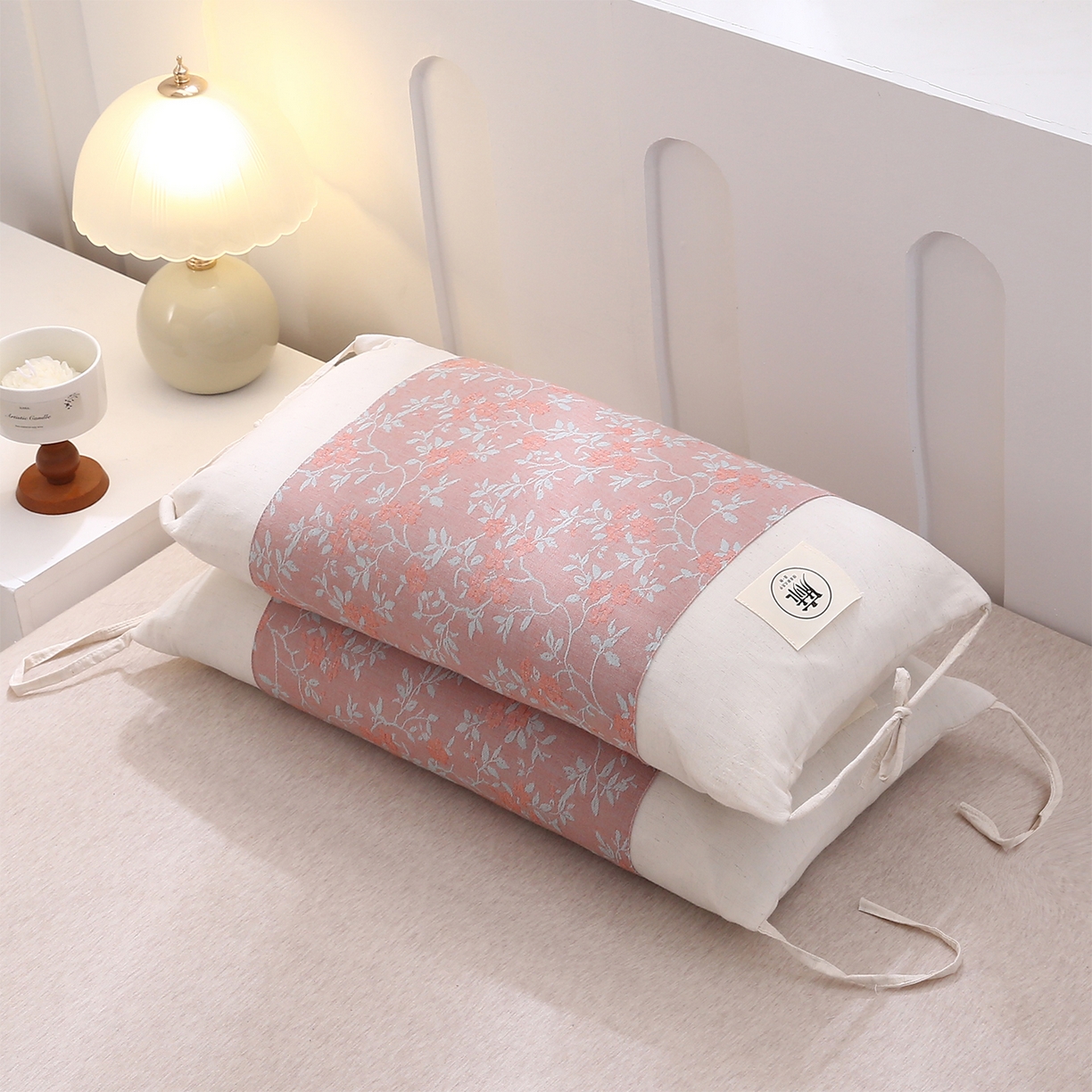 91家纺网 家纺一手货源 找家纺 梦叶草 2025新款国风棉麻荞麦枕芯可调节高度荞麦枕护颈椎反弓苦荞麦枕头 国风棉麻荞麦枕-喜庆红