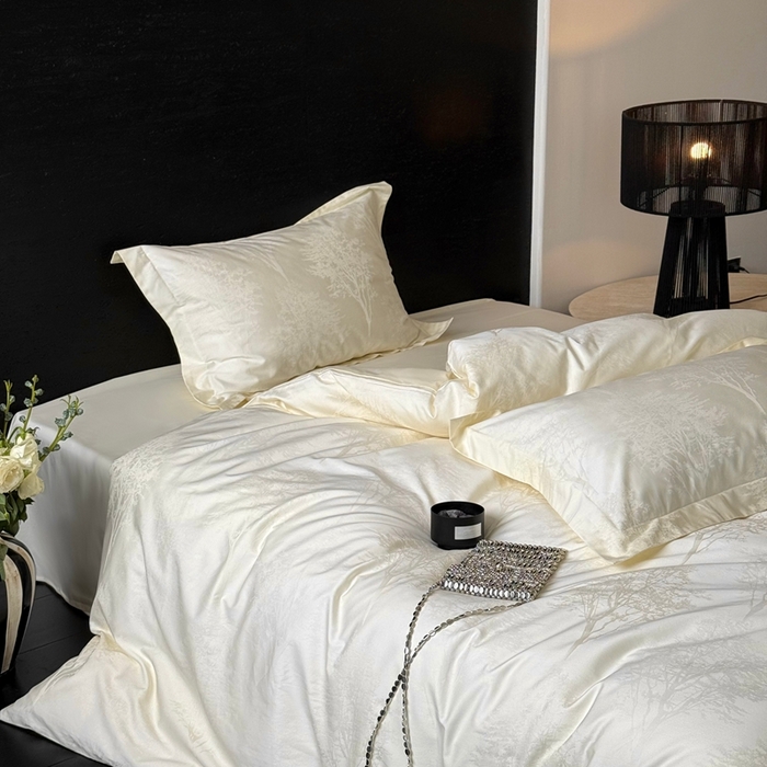 91家纺网 家纺一手货源 找家纺 （总）鹿班家居 2025新款100S长绒棉纯棉精美提花系列四件套-光影斑驳（标准会员-20元）