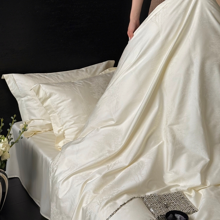 91家纺网 家纺一手货源 找家纺 （总）鹿班家居 2025新款100S长绒棉纯棉精美提花系列四件套-光影斑驳（标准会员-20元）