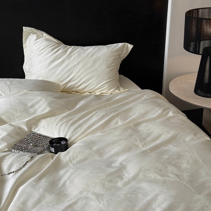 91家纺网 家纺一手货源 找家纺 （总）鹿班家居 2025新款100S长绒棉纯棉精美提花系列四件套-光影斑驳（标准会员-20元）