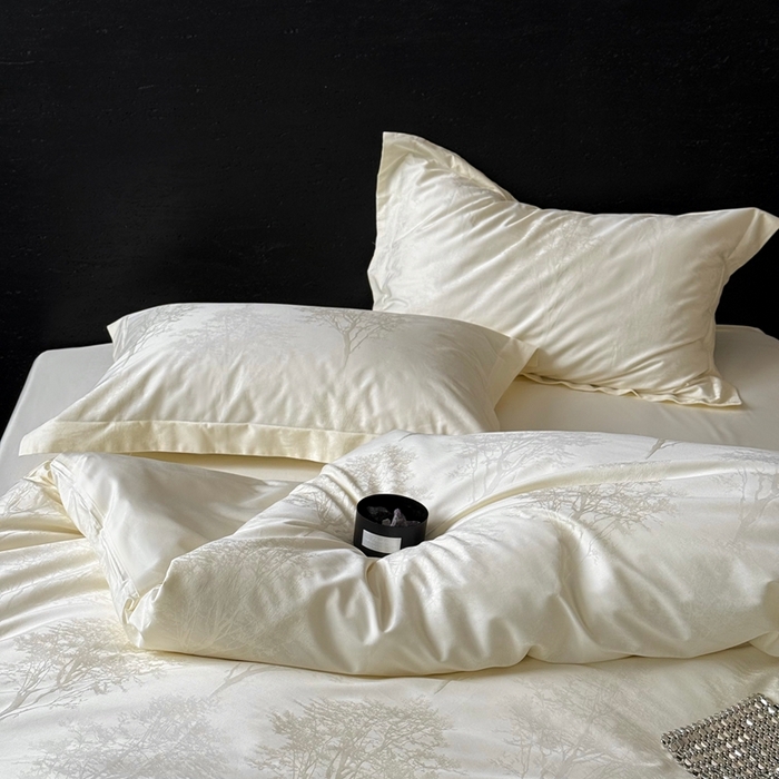 91家纺网 家纺一手货源 找家纺 （总）鹿班家居 2025新款100S长绒棉纯棉精美提花系列四件套-光影斑驳（标准会员-20元）