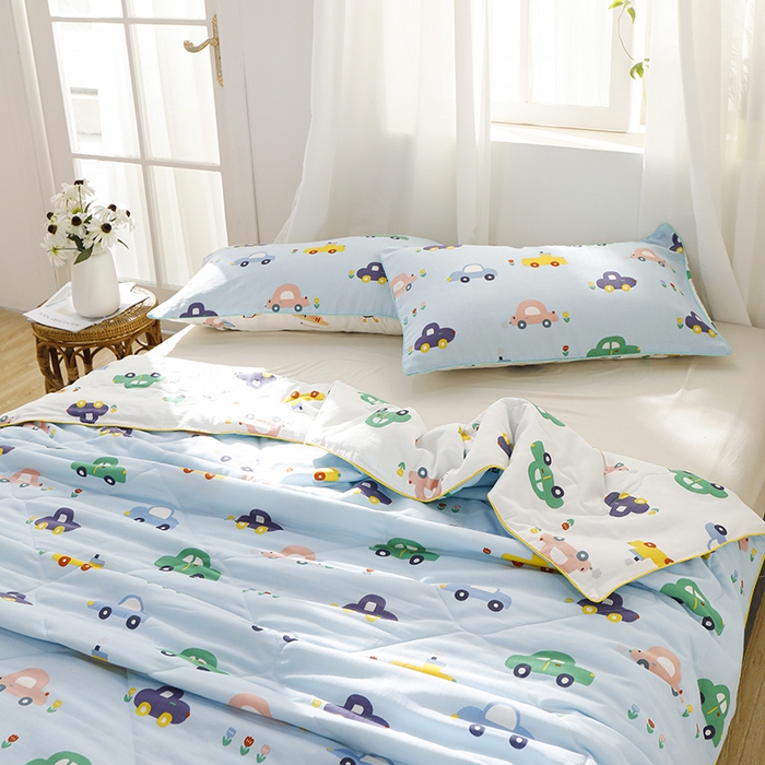 91家纺网 家纺一手货源 找家纺 贝尔 PELLHOME夏凉被A类纯棉双层纱新疆棉花被可水洗有质检报告春节不打烊（可抖音代发） 汽车总动员