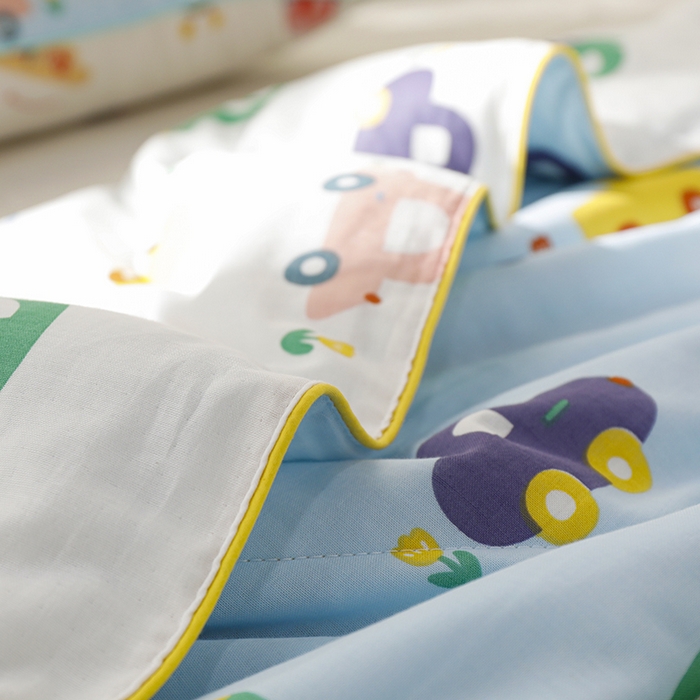 91家纺网 家纺一手货源 找家纺 贝尔 PELLHOME夏凉被A类纯棉双层纱新疆棉花被可水洗有质检报告春节不打烊（可抖音代发） 汽车总动员